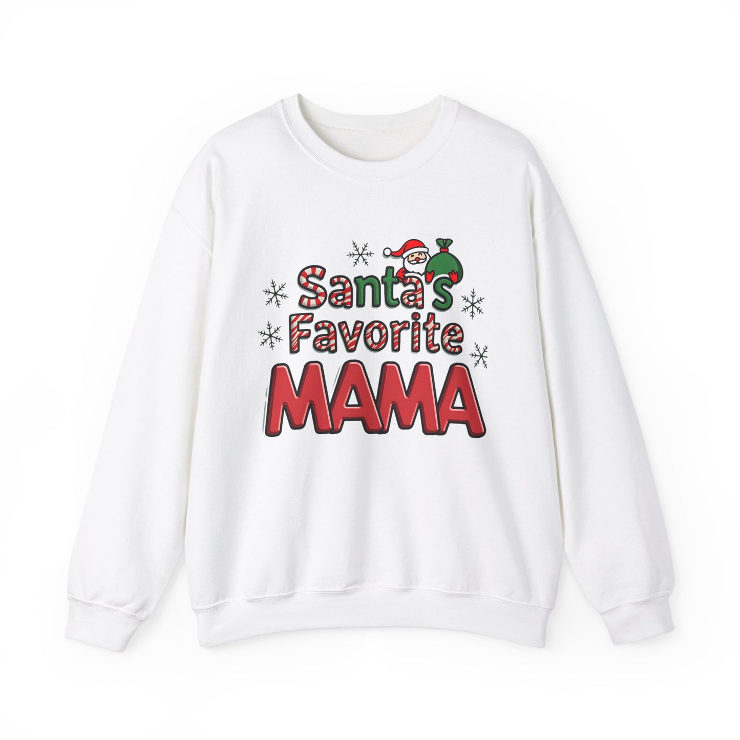 Christmas Santa's Favorite Mama Sweatshirt, Holiday Mom Gift, Cozy Winter Jumper, Festive Xmas Top, Family Matching Apparel, Unisex Pullover