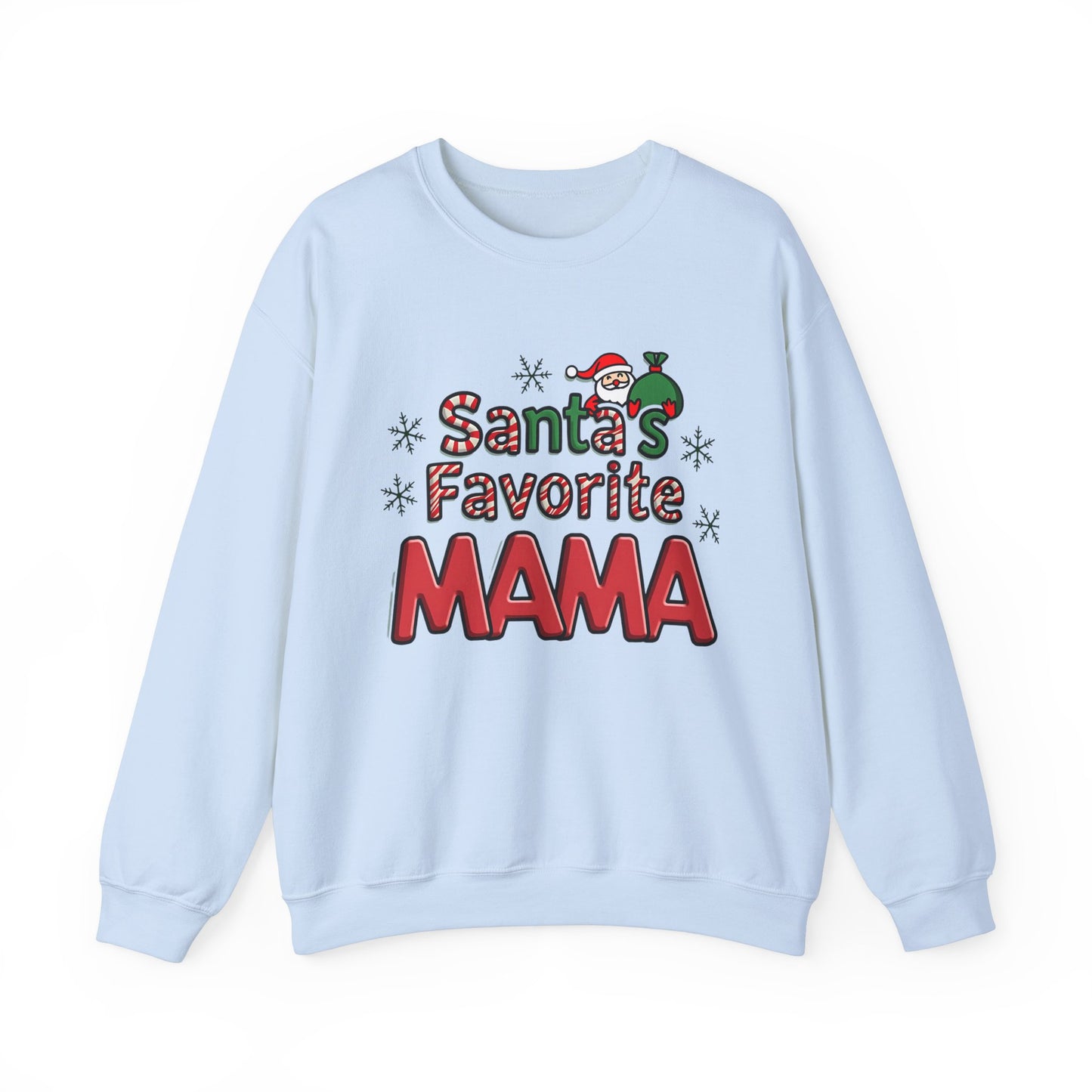 Christmas Santa's Favorite Mama Sweatshirt, Holiday Mom Gift, Cozy Winter Jumper, Festive Xmas Top, Family Matching Apparel, Unisex Pullover