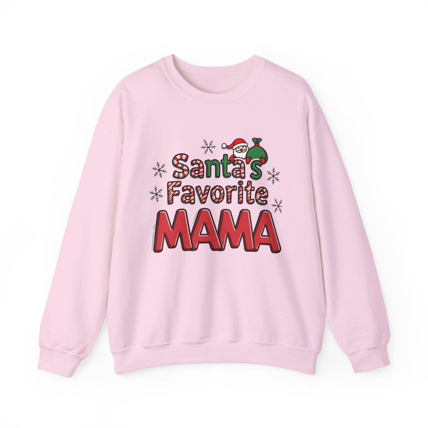 Christmas Santa's Favorite Mama Sweatshirt, Holiday Mom Gift, Cozy Winter Jumper, Festive Xmas Top, Family Matching Apparel, Unisex Pullover