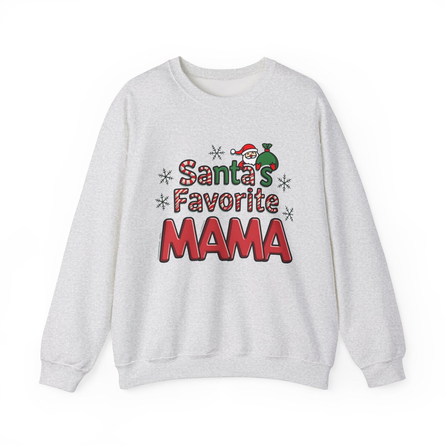 Christmas Santa's Favorite Mama Sweatshirt, Holiday Mom Gift, Cozy Winter Jumper, Festive Xmas Top, Family Matching Apparel, Unisex Pullover