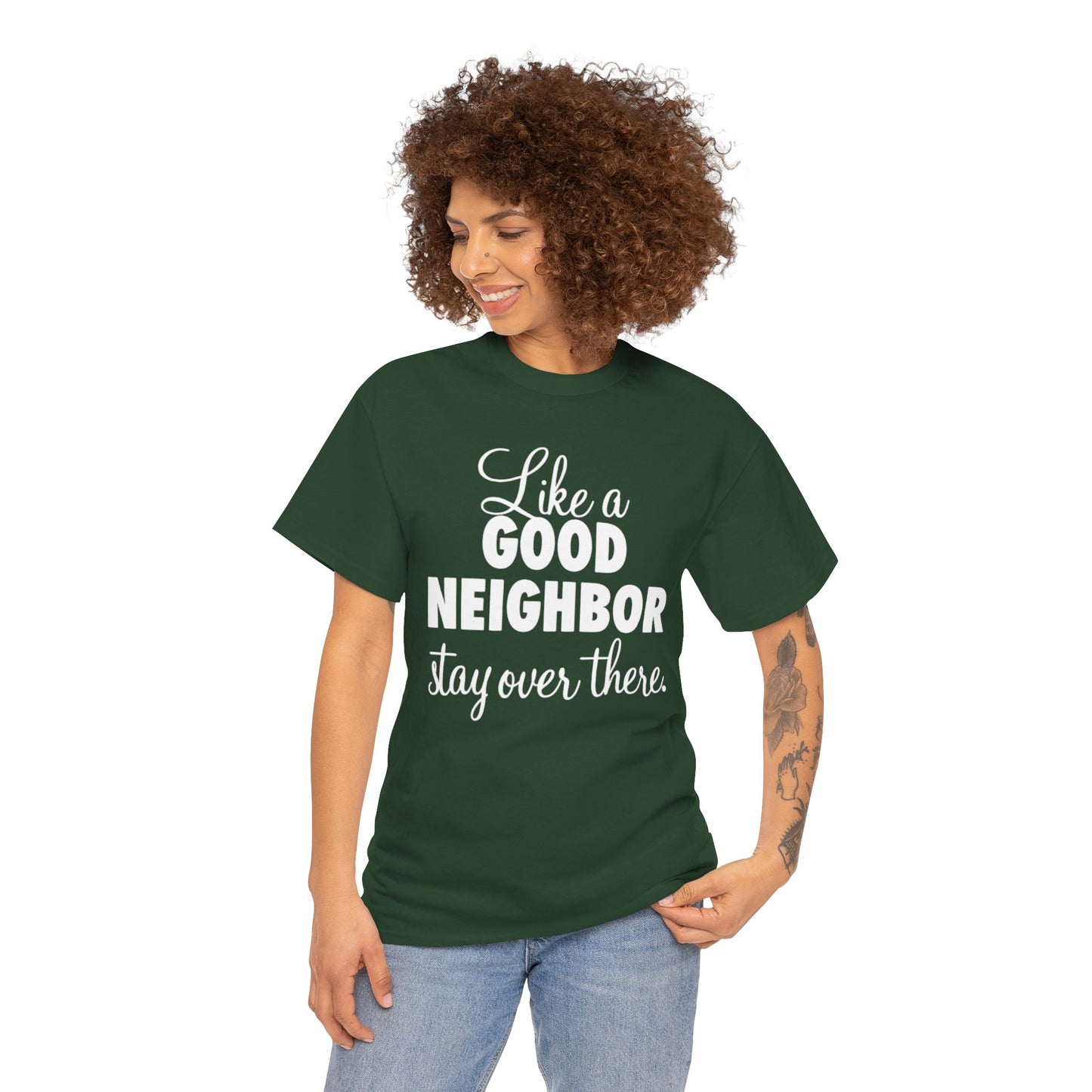 Funny Neighbor Gift Unisex Tee, Stay Over There T-Shirt, Neighbor Humor Shirt, Unisex Cotton Tee, Funny Neighbor Tee, Gift for Neighbor