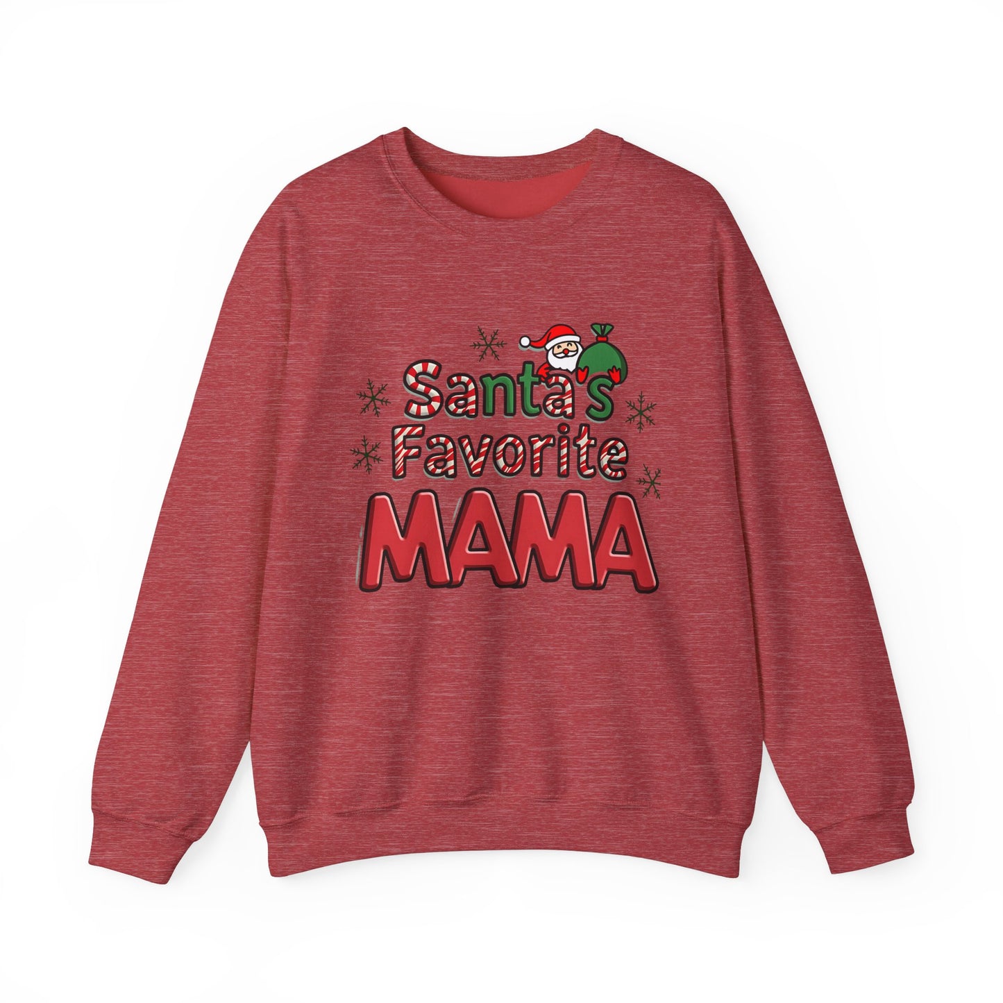 Christmas Santa's Favorite Mama Sweatshirt, Holiday Mom Gift, Cozy Winter Jumper, Festive Xmas Top, Family Matching Apparel, Unisex Pullover