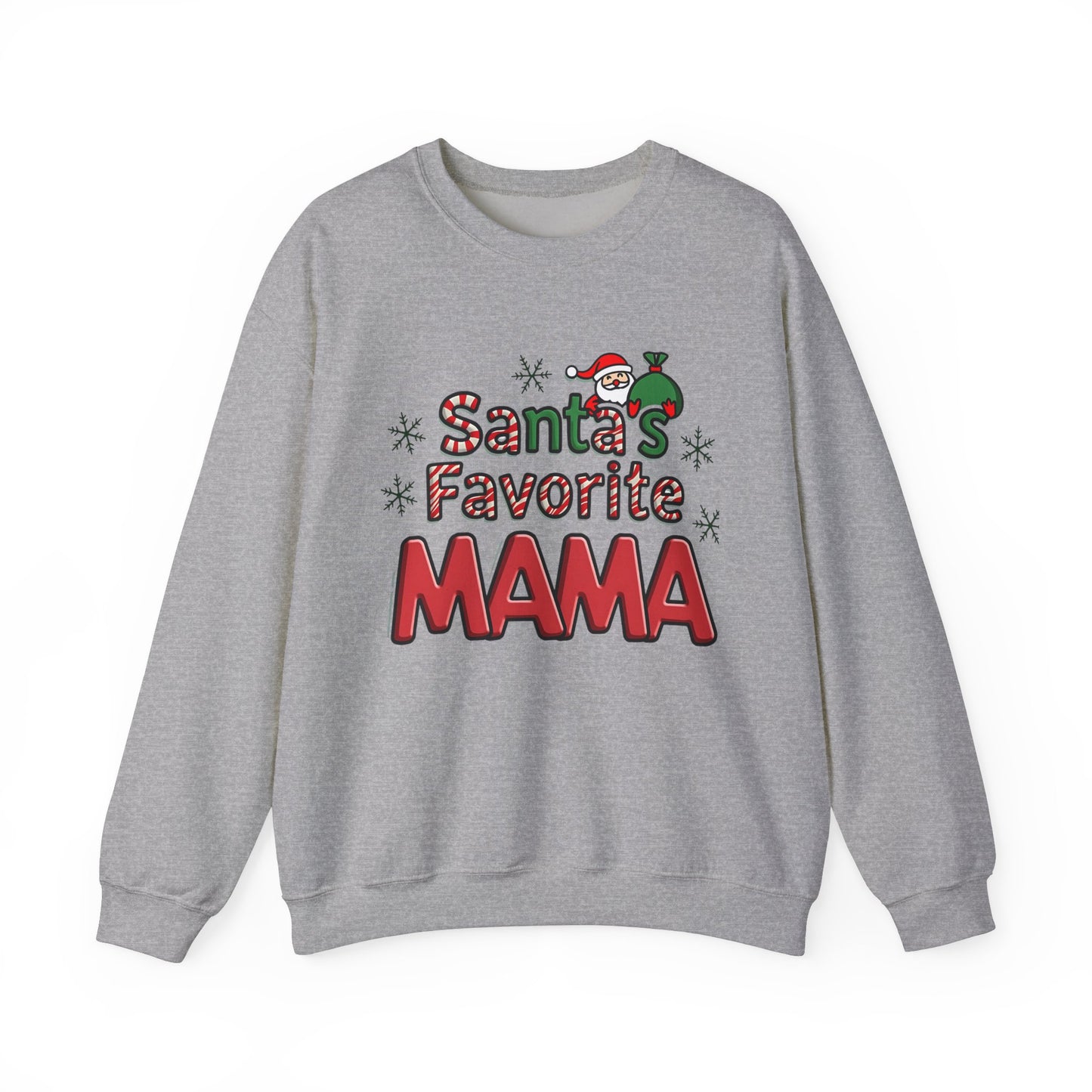 Christmas Santa's Favorite Mama Sweatshirt, Holiday Mom Gift, Cozy Winter Jumper, Festive Xmas Top, Family Matching Apparel, Unisex Pullover