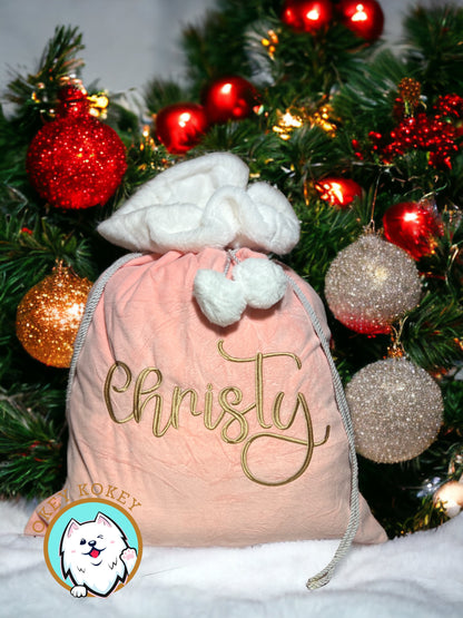 Luxury Large Velvet Santa Sack with Drawstring - Christmas Gift Bags for Holiday Presents, Party Favors & Decorations