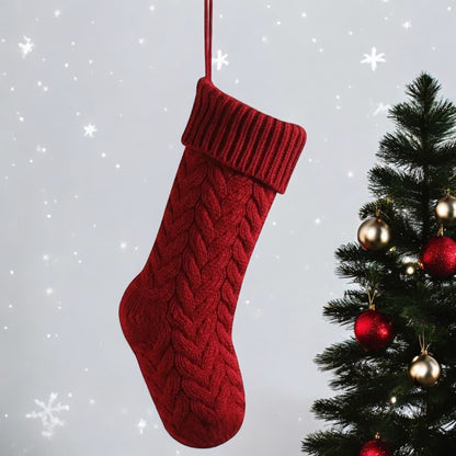 17 Inches Christmas Stockings Knit Xmas Stockings Large Fireplace Hanging Stockings for Family Christmas Decoration