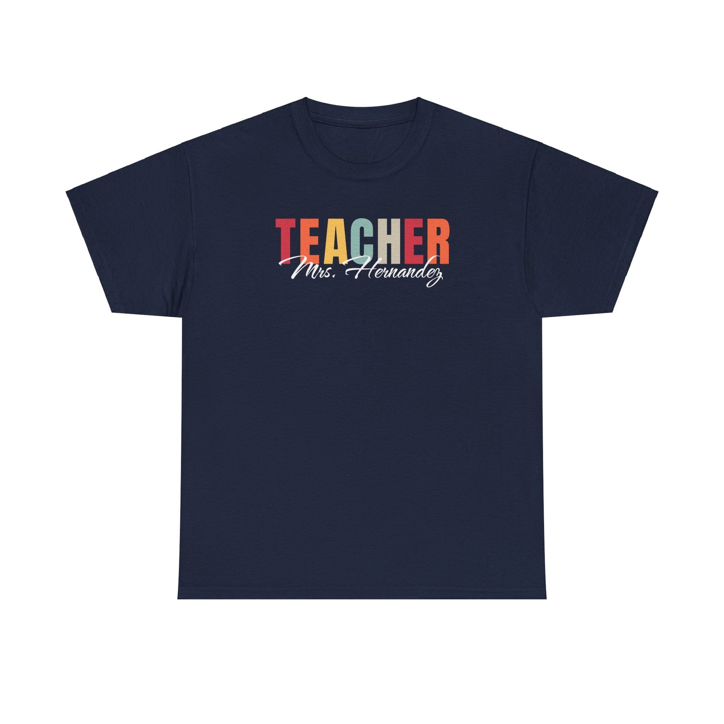 Personalized Teacher Last Name Tee Shirt, Custom Educator Gift, School Staff Present, Unisex Cotton Tshirt, Teacher Appreciation, Christmas