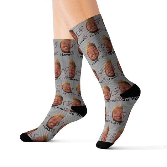 Custom Portrait Sublimation Socks, Personalized Photo Printed Crew Socks, Customized Family Portrait Gift, Custom Face Socks, Unique Photo