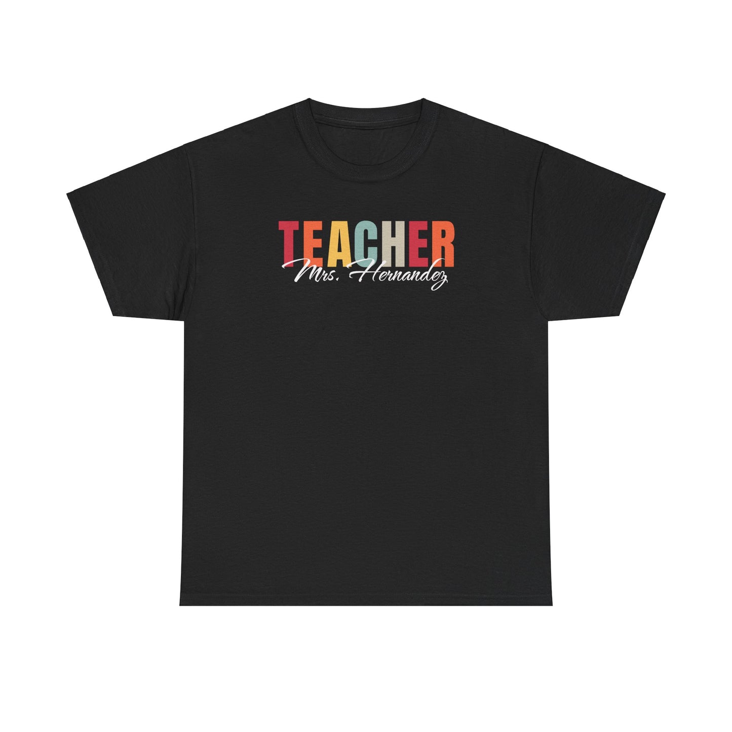 Personalized Teacher Last Name Tee Shirt, Custom Educator Gift, School Staff Present, Unisex Cotton Tshirt, Teacher Appreciation, Christmas