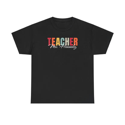 Personalized Teacher Last Name Tee Shirt, Custom Educator Gift, School Staff Present, Unisex Cotton Tshirt, Teacher Appreciation, Christmas