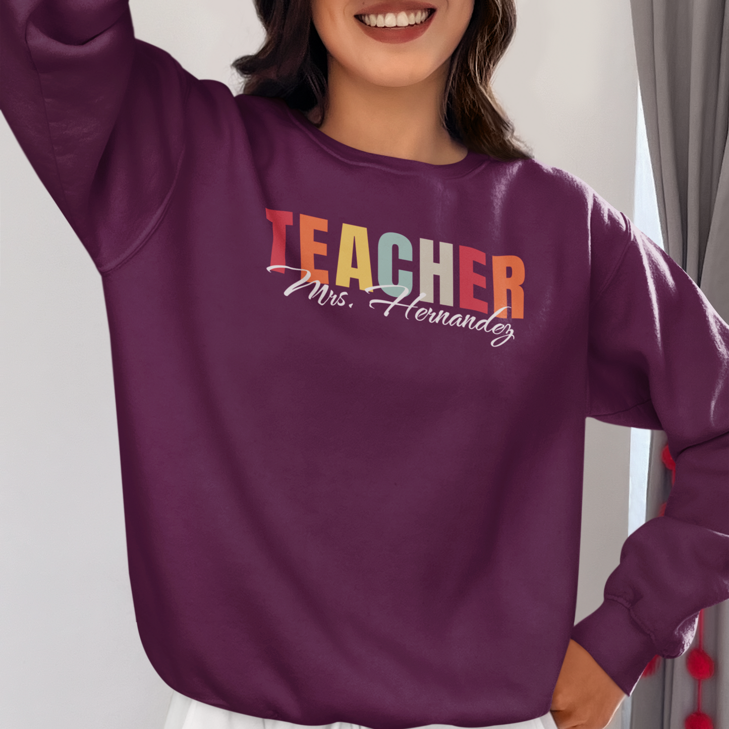 Personalized Teacher Last Name Tee Shirt, Custom Educator Gift, School Staff Present, Unisex Cotton Tshirt, Teacher Appreciation, Christmas