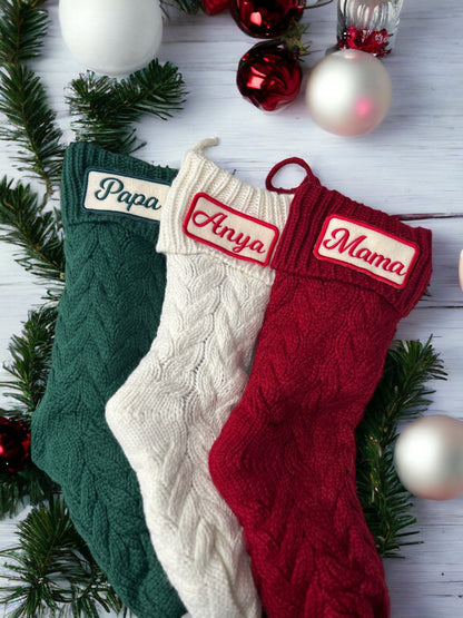 17 Inches Christmas Stockings Knit Xmas Stockings Large Fireplace Hanging Stockings for Family Christmas Decoration