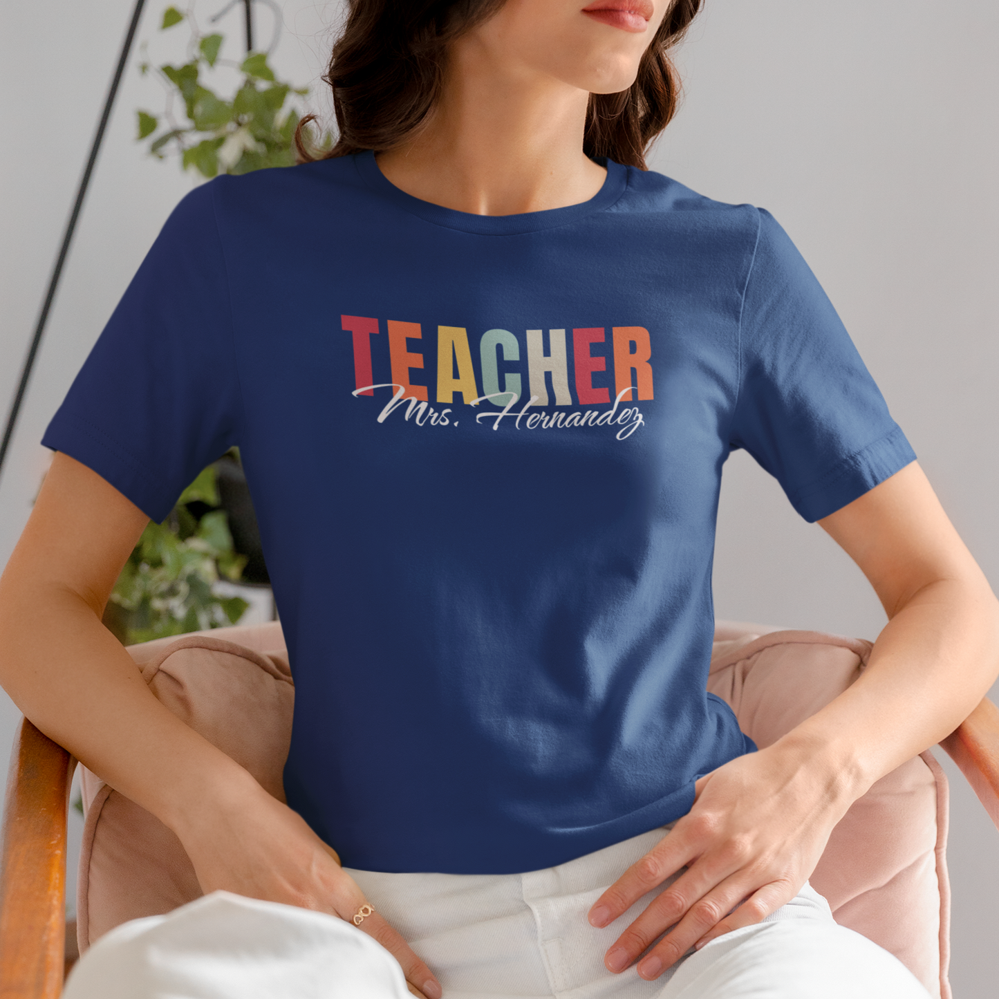 Personalized Teacher Last Name Tee Shirt, Custom Educator Gift, School Staff Present, Unisex Cotton Tshirt, Teacher Appreciation, Christmas